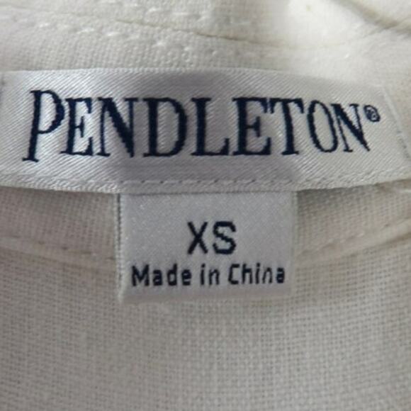 Vintage 90s Pendleton Ivory White Linen Jacket - Picture 3 of 4